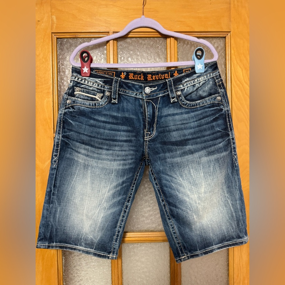 Rock Revival Faded Indigo Denim Shorts